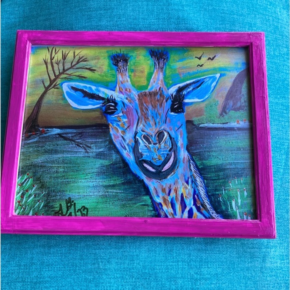 Hand Crafted Art Giraffe Painting Print For Girls Poshmark